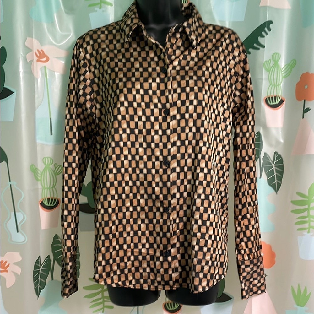 Abercrombie & Fitch -Checkered Women's Top - Black and Tan